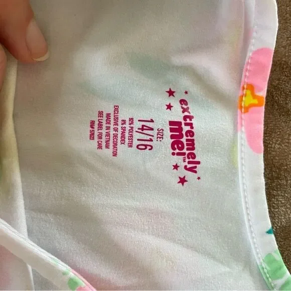 Extremely me! Kids Skater Dress in White with Yellow and Pink Flowers Size 14/16 - Picture 5 of 6